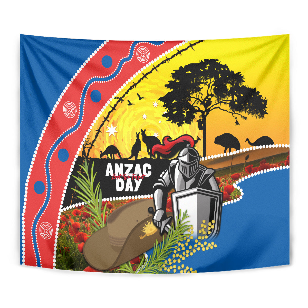 Knights Rugby ANZAC Day Tapestry Novocastrians Mascot Rosemary Starry Night - Vibe Hoodie Shop