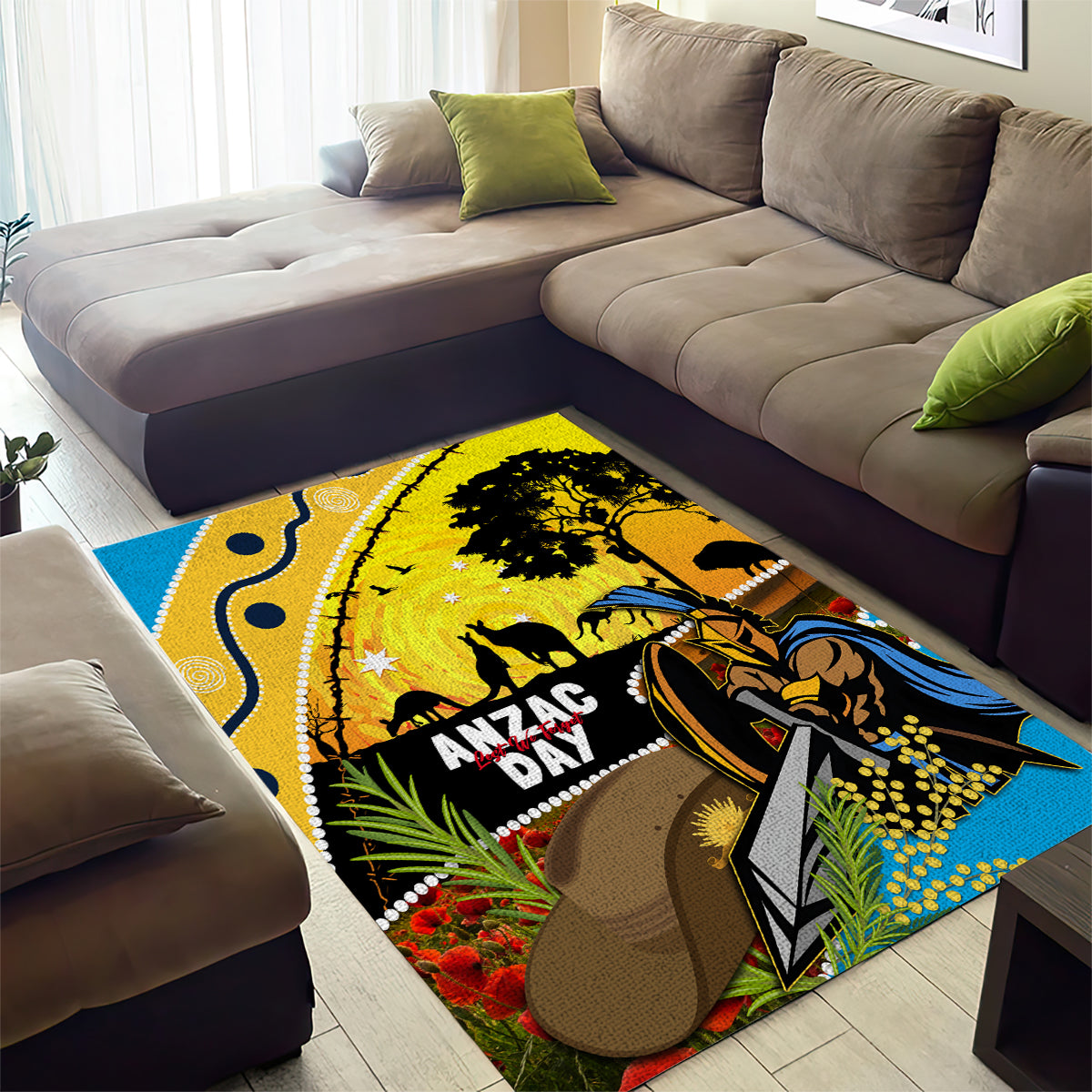 Titans Rugby ANZAC Day Area Rug GLD Mascot Rosemary Starry Night - Vibe Hoodie Shop