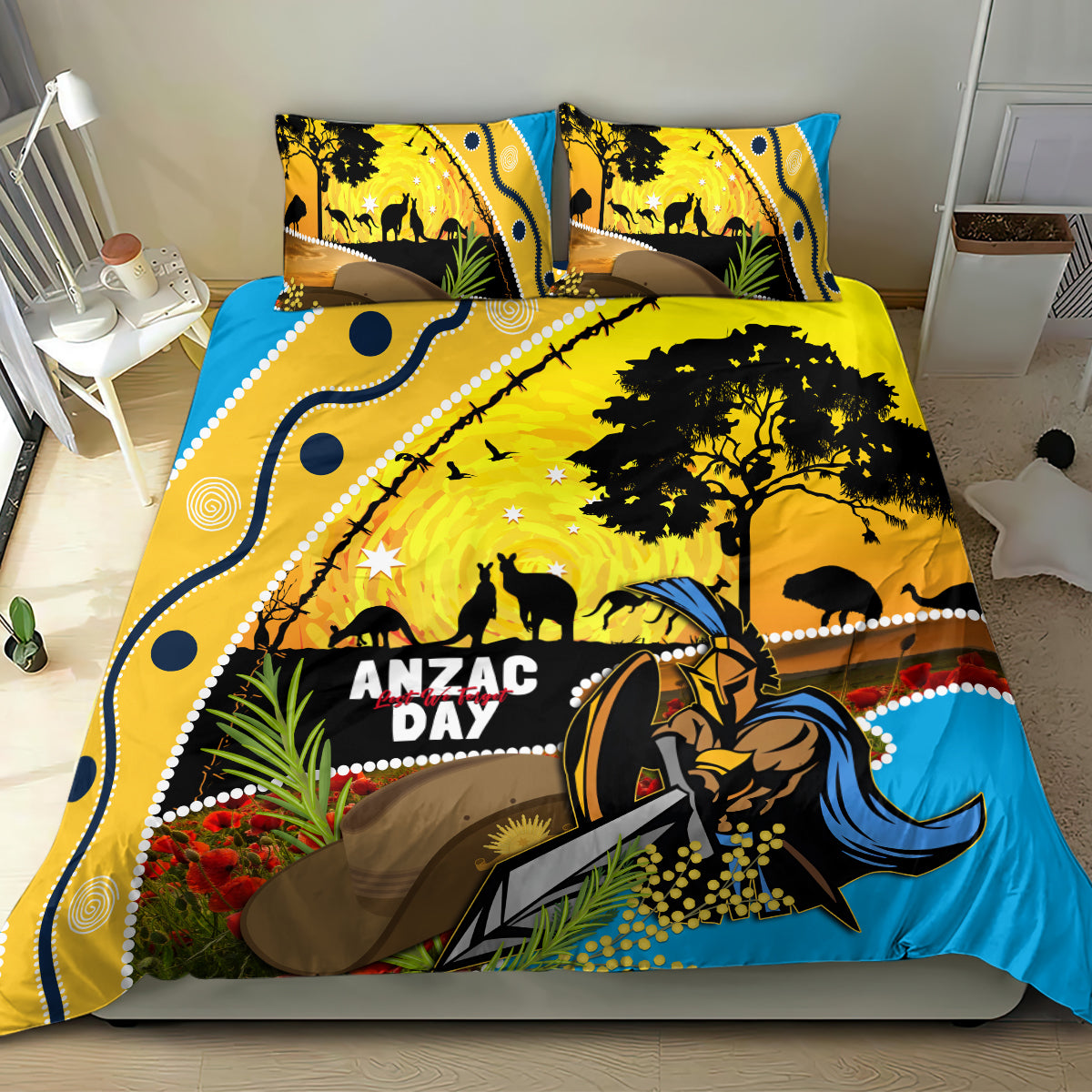 Titans Rugby ANZAC Day Bedding Set GLD Mascot Rosemary Starry Night - Vibe Hoodie Shop