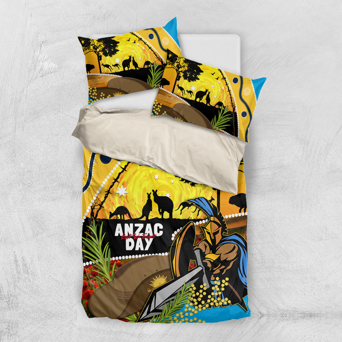 Titans Rugby ANZAC Day Bedding Set GLD Mascot Rosemary Starry Night - Vibe Hoodie Shop