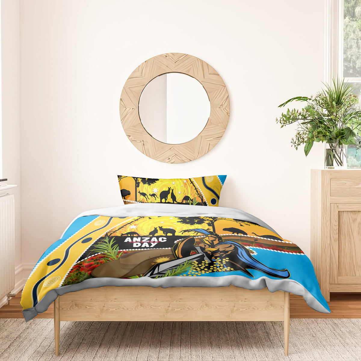 Titans Rugby ANZAC Day Bedding Set GLD Mascot Rosemary Starry Night - Vibe Hoodie Shop