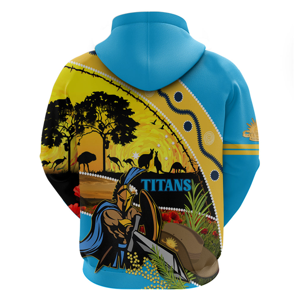 Titans Rugby ANZAC Day Hoodie GLD Mascot Rosemary Starry Night - Vibe Hoodie Shop