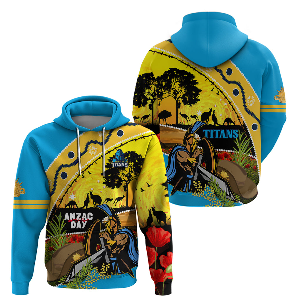 Titans Rugby ANZAC Day Hoodie GLD Mascot Rosemary Starry Night - Vibe Hoodie Shop