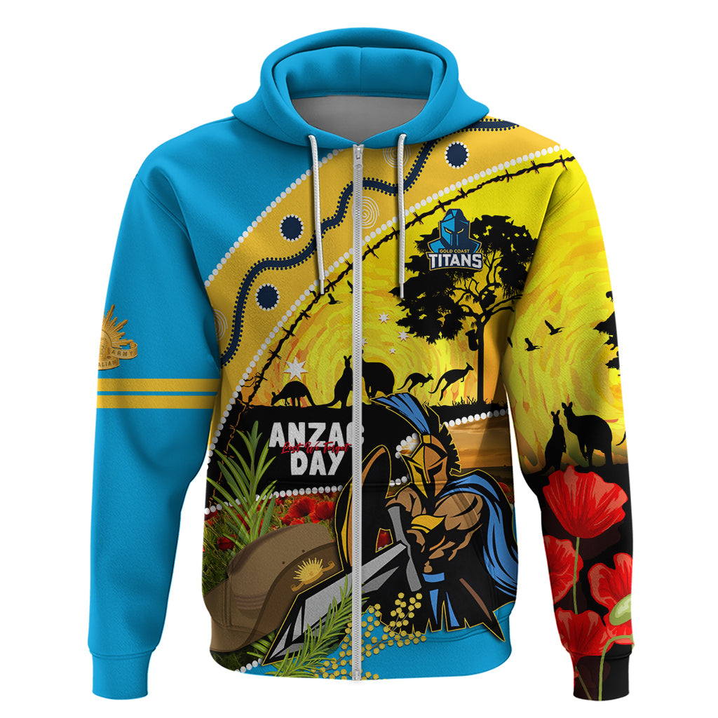 Titans Rugby ANZAC Day Hoodie GLD Mascot Rosemary Starry Night - Vibe Hoodie Shop