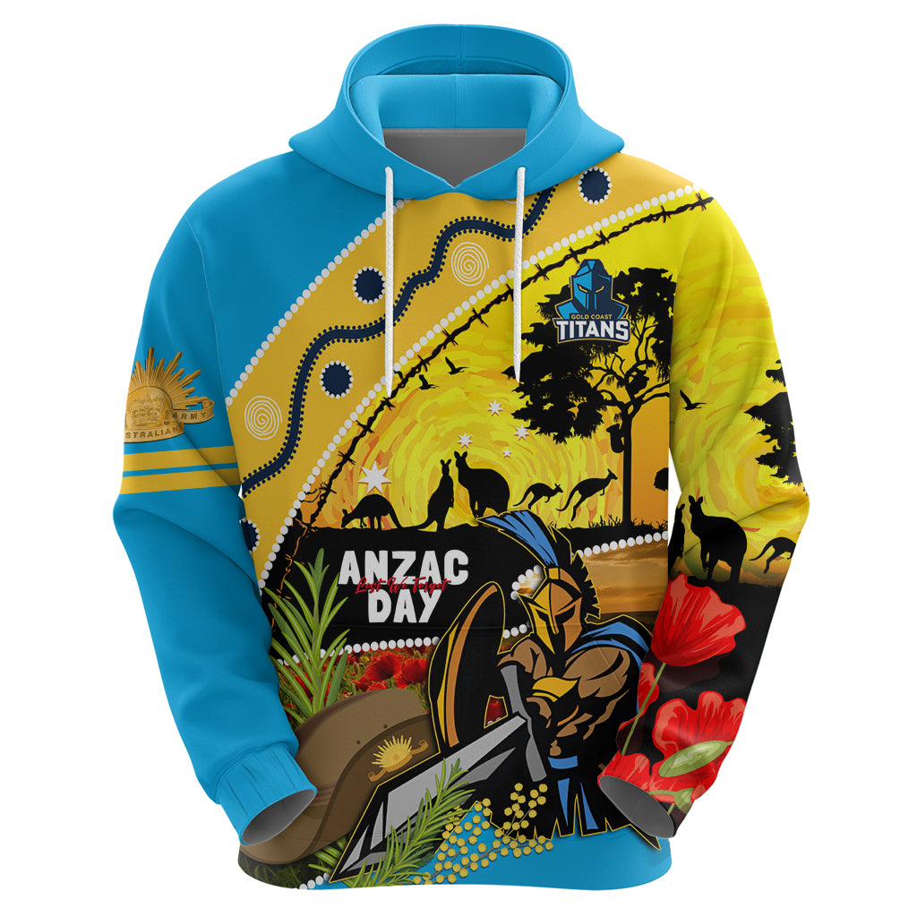 Titans Rugby ANZAC Day Hoodie GLD Mascot Rosemary Starry Night - Vibe Hoodie Shop