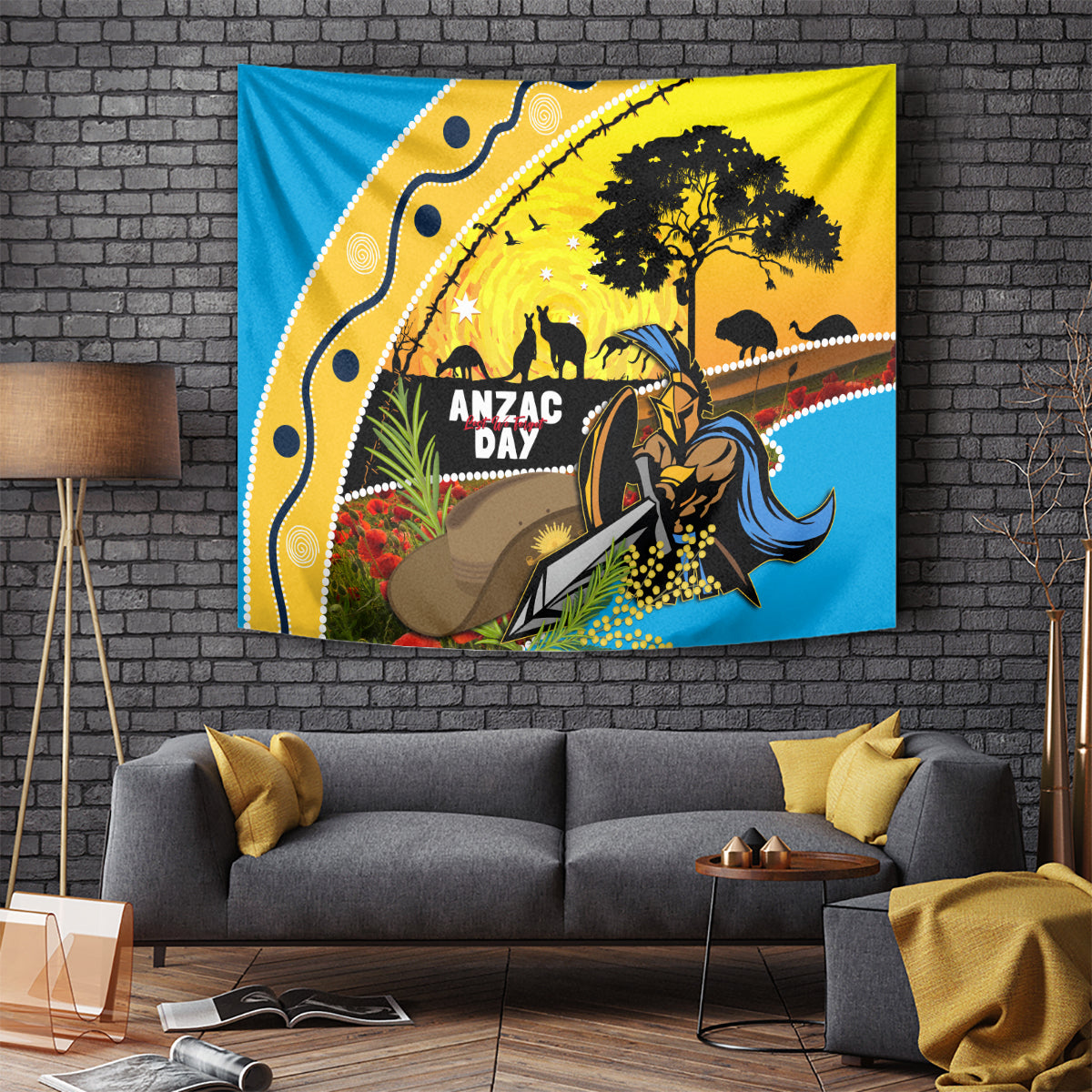 Titans Rugby ANZAC Day Tapestry GLD Mascot Rosemary Starry Night - Vibe Hoodie Shop