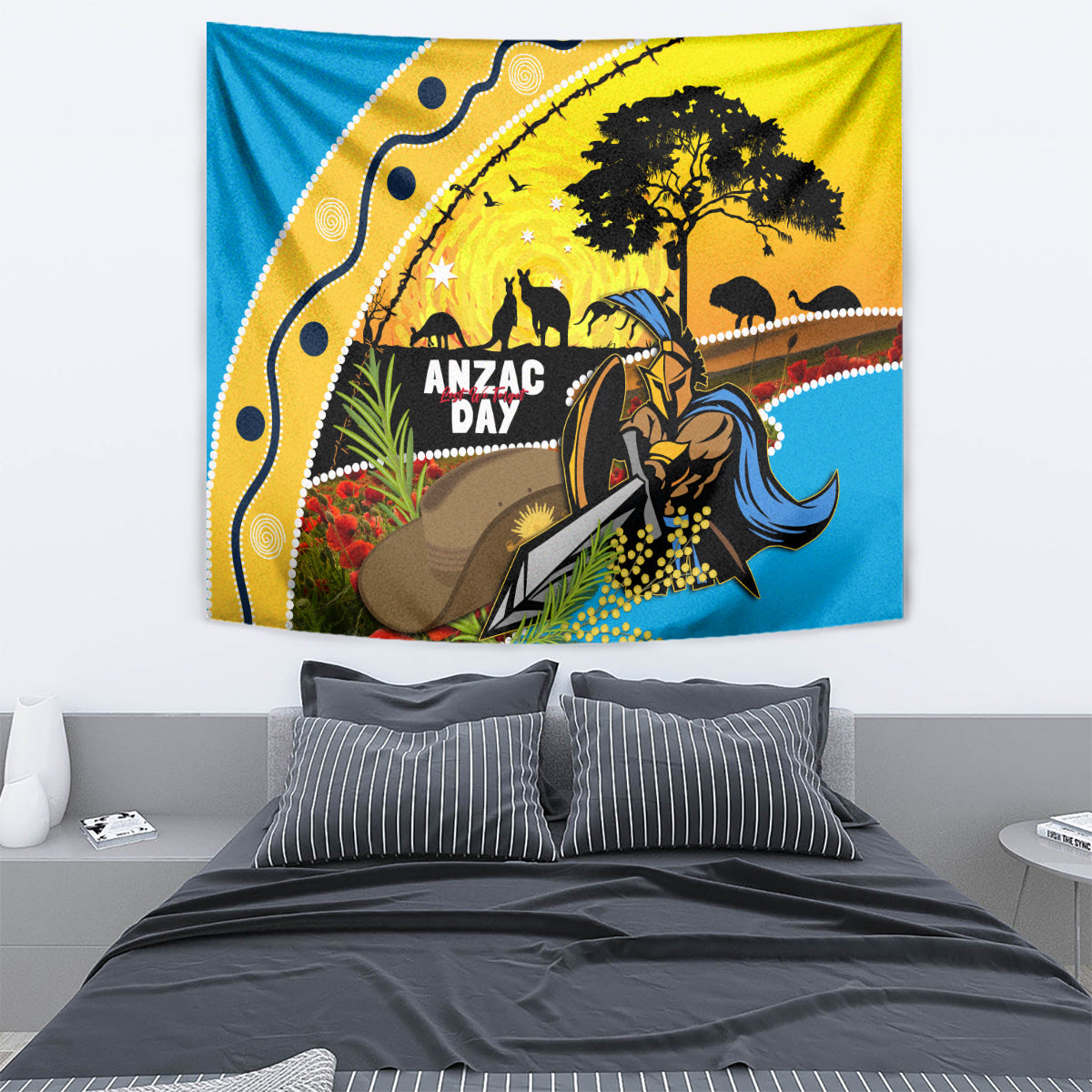 Titans Rugby ANZAC Day Tapestry GLD Mascot Rosemary Starry Night - Vibe Hoodie Shop