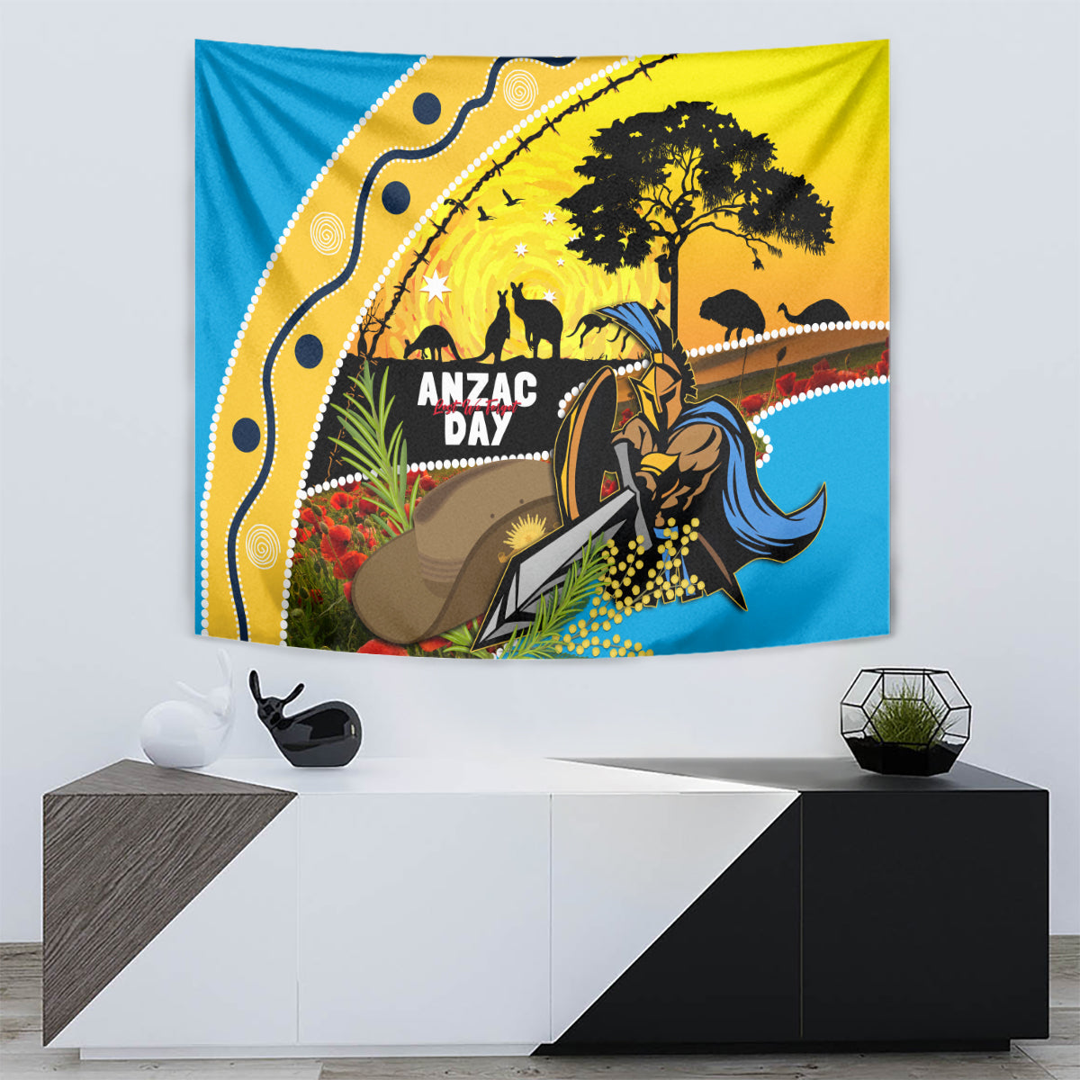 Titans Rugby ANZAC Day Tapestry GLD Mascot Rosemary Starry Night - Vibe Hoodie Shop