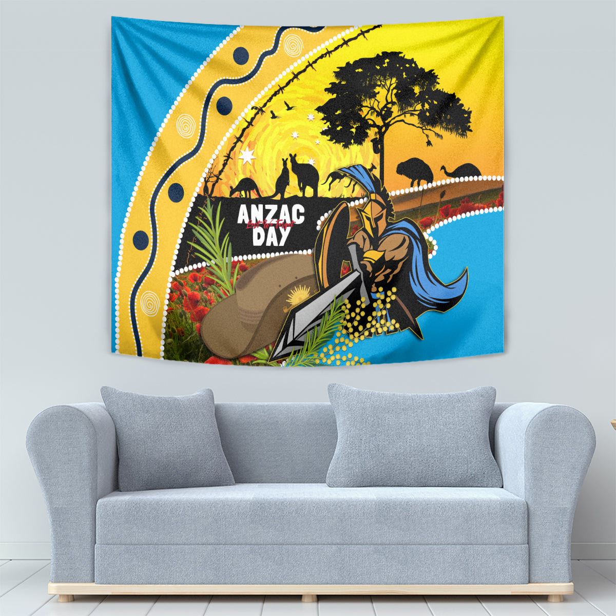 Titans Rugby ANZAC Day Tapestry GLD Mascot Rosemary Starry Night - Vibe Hoodie Shop