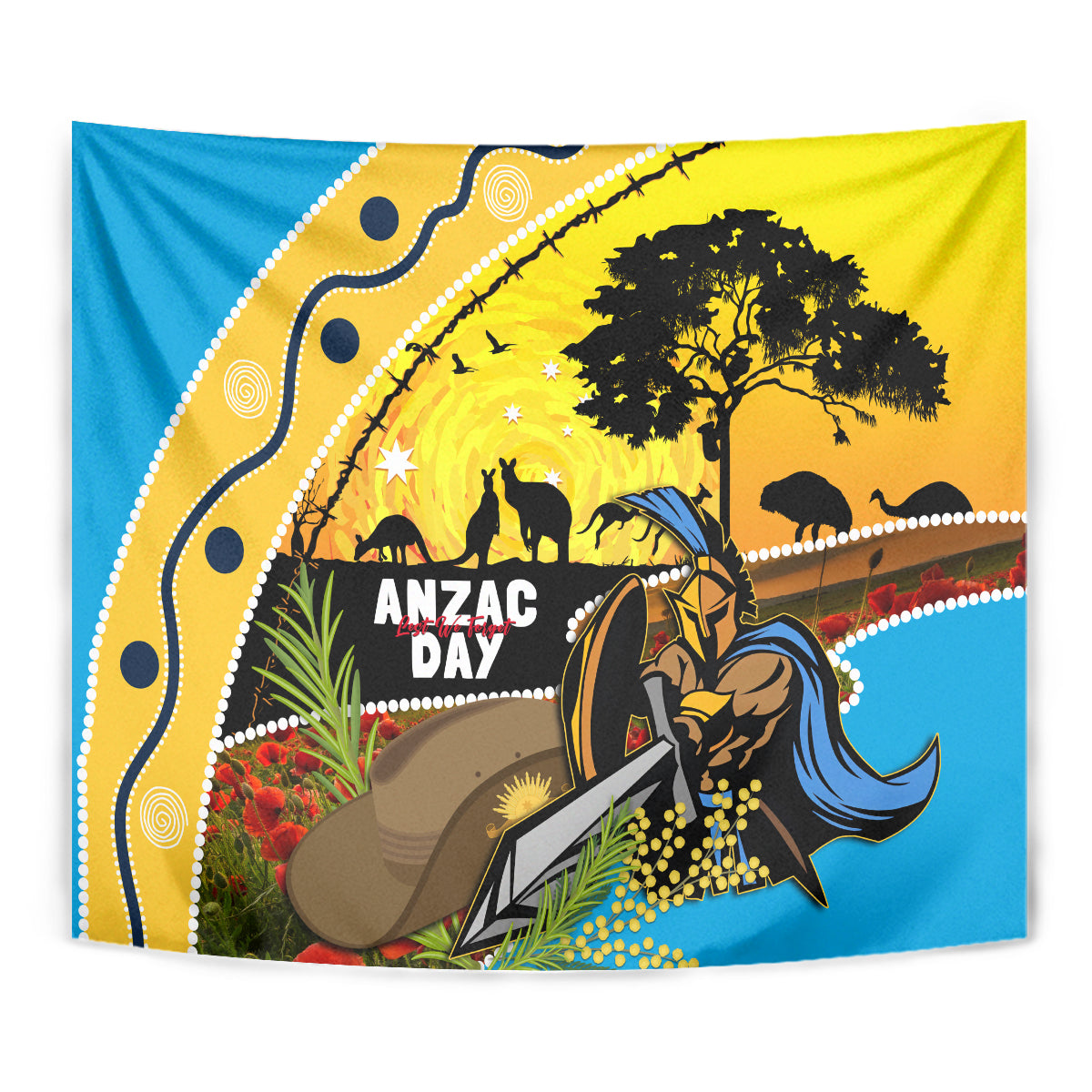 Titans Rugby ANZAC Day Tapestry GLD Mascot Rosemary Starry Night - Vibe Hoodie Shop