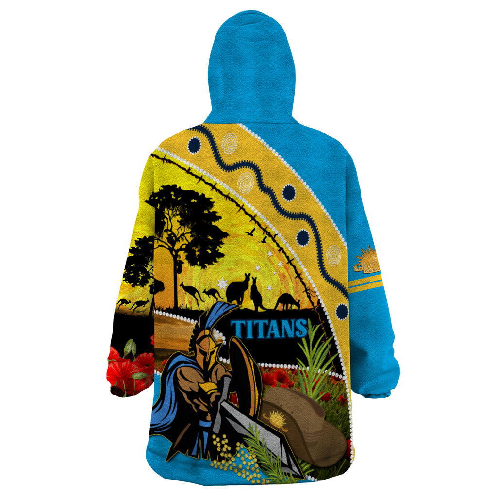 Titans Rugby ANZAC Day Wearable Blanket Hoodie GLD Mascot Rosemary Starry Night - Vibe Hoodie Shop