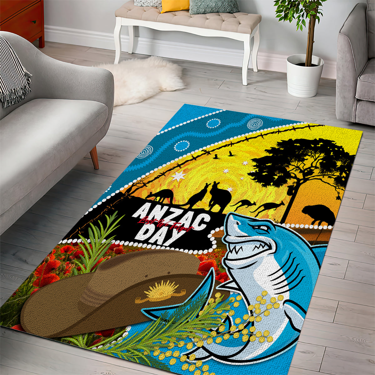 Sharks Rugby ANZAC Day Area Rug Sharkies Rosemary Starry Night - Vibe Hoodie Shop