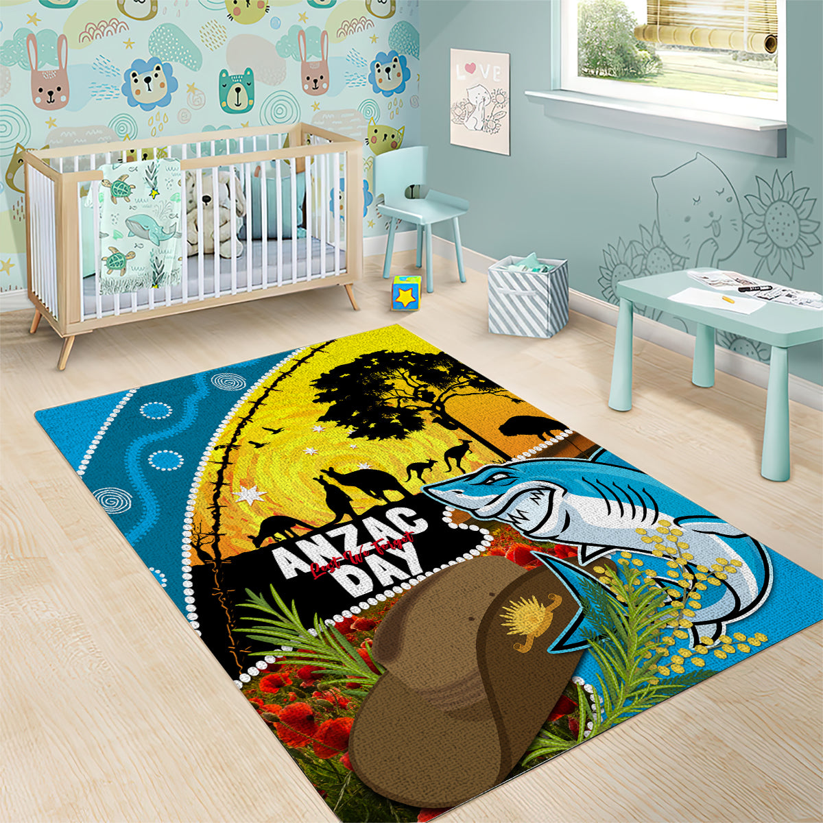 Sharks Rugby ANZAC Day Area Rug Sharkies Rosemary Starry Night - Vibe Hoodie Shop