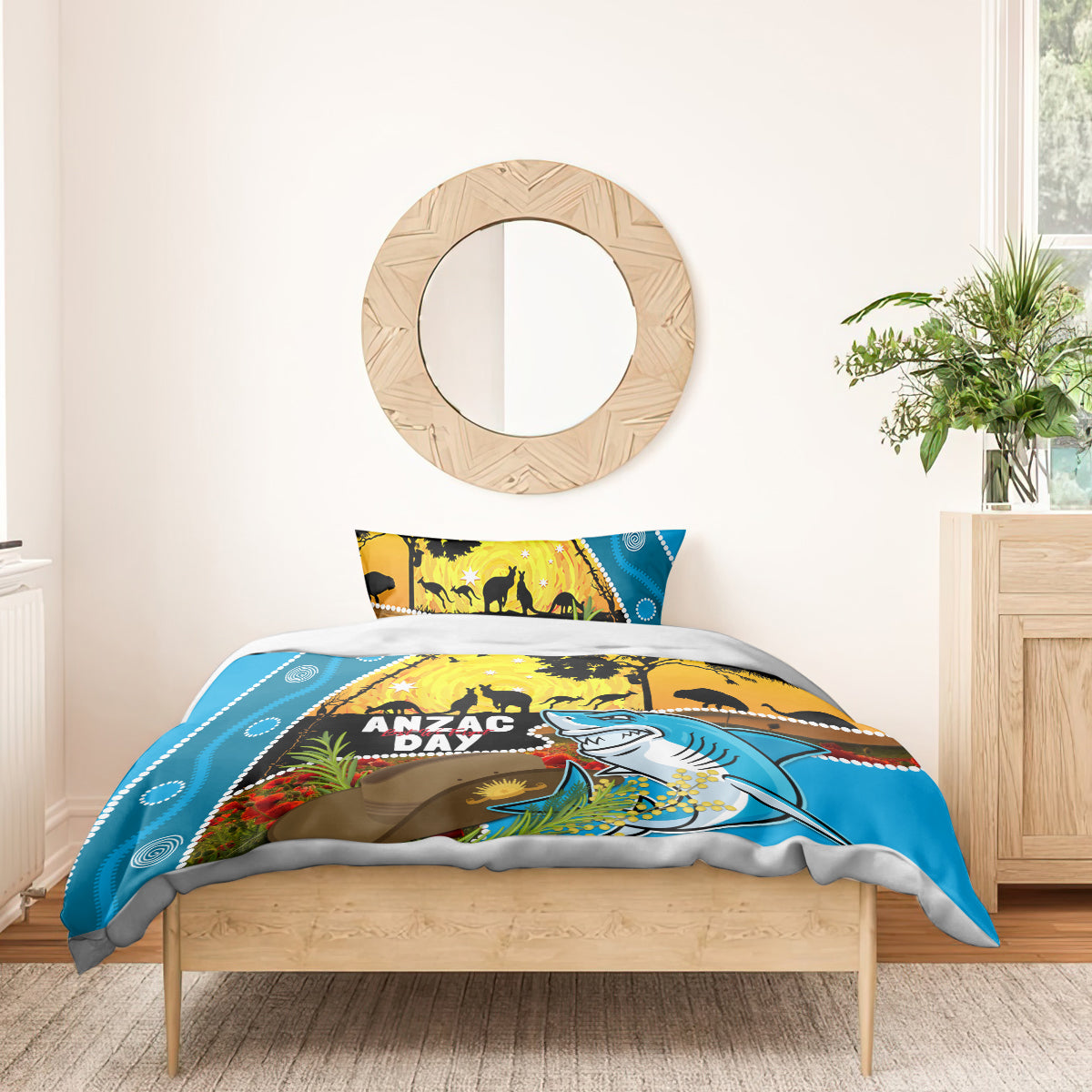 Sharks Rugby ANZAC Day Bedding Set Sharkies Rosemary Starry Night - Vibe Hoodie Shop