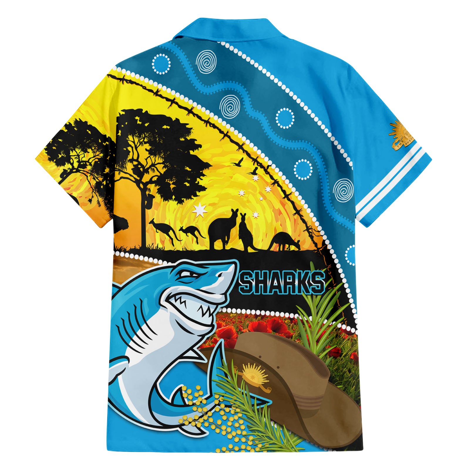 Sharks Rugby ANZAC Day Hawaiian Shirt Sharkies Rosemary Starry Night - Vibe Hoodie Shop