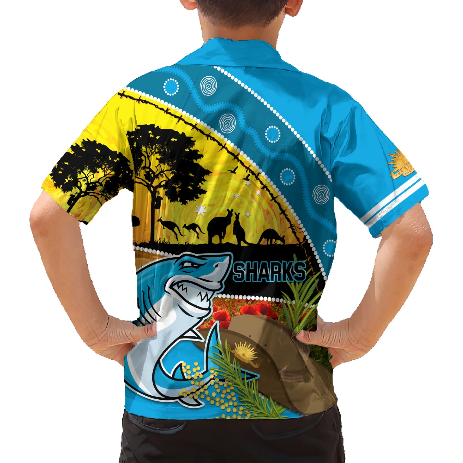 Sharks Rugby ANZAC Day Hawaiian Shirt Sharkies Rosemary Starry Night - Vibe Hoodie Shop