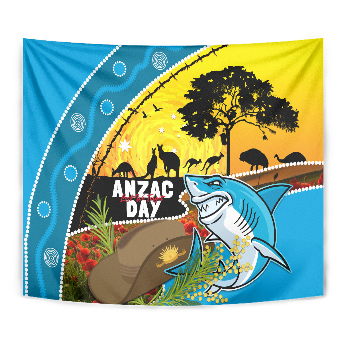 Sharks Rugby ANZAC Day Tapestry Sharkies Rosemary Starry Night - Vibe Hoodie Shop