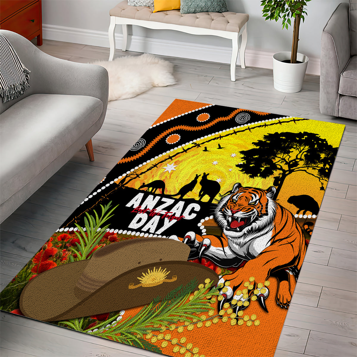 Tigers Rugby ANZAC Day Area Rug Wests Mascot Rosemary Starry Night - Vibe Hoodie Shop