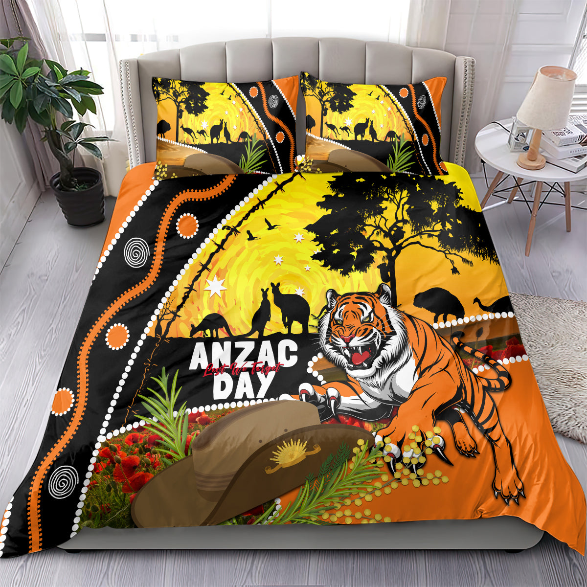 Tigers Rugby ANZAC Day Bedding Set Wests Mascot Rosemary Starry Night - Vibe Hoodie Shop