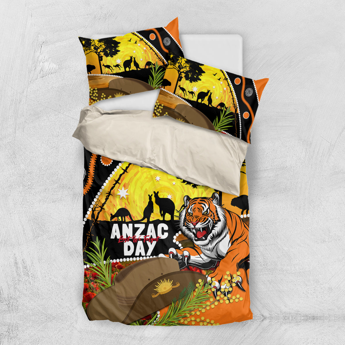 Tigers Rugby ANZAC Day Bedding Set Wests Mascot Rosemary Starry Night - Vibe Hoodie Shop