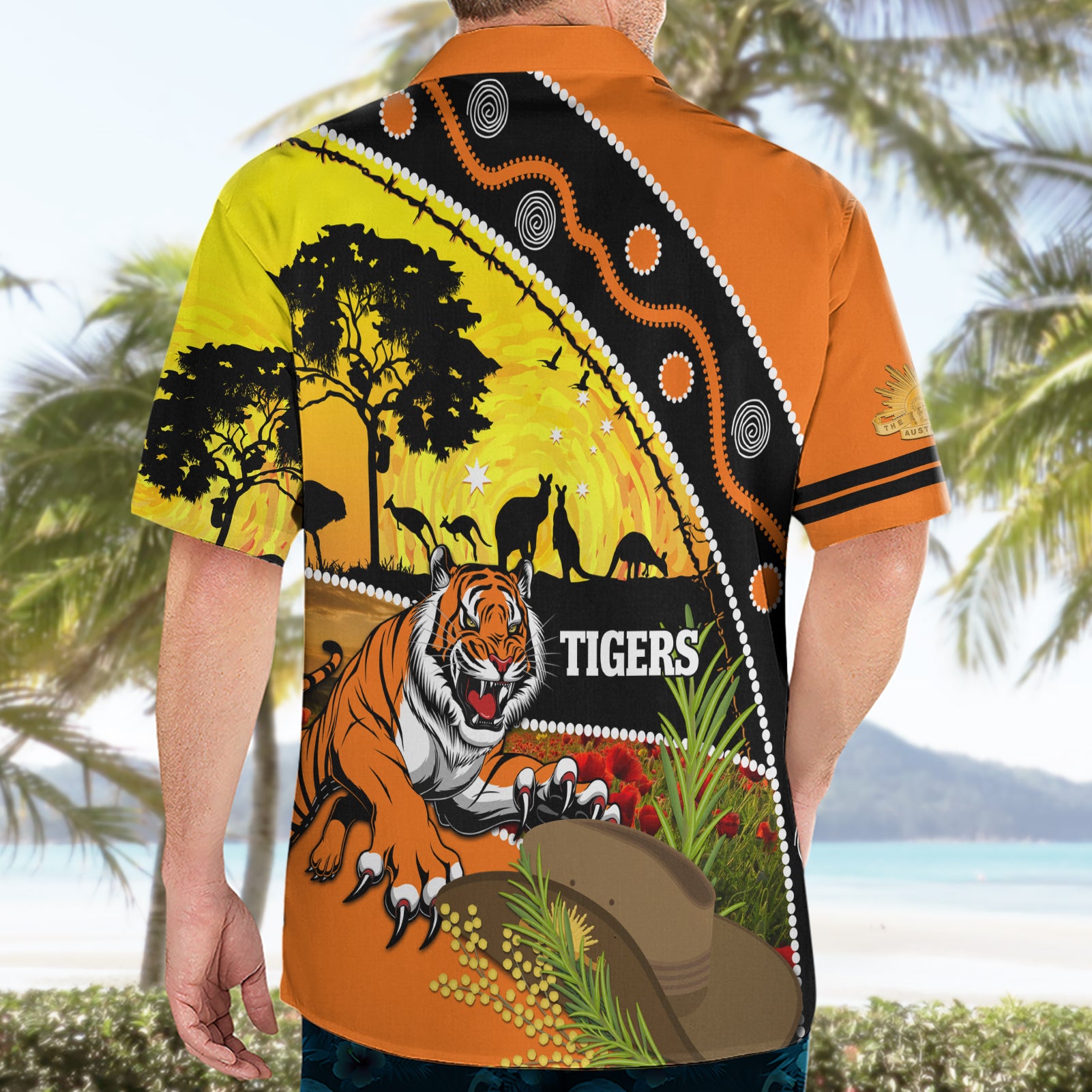 Tigers Rugby ANZAC Day Hawaiian Shirt Wests Mascot Rosemary Starry Night - Vibe Hoodie Shop