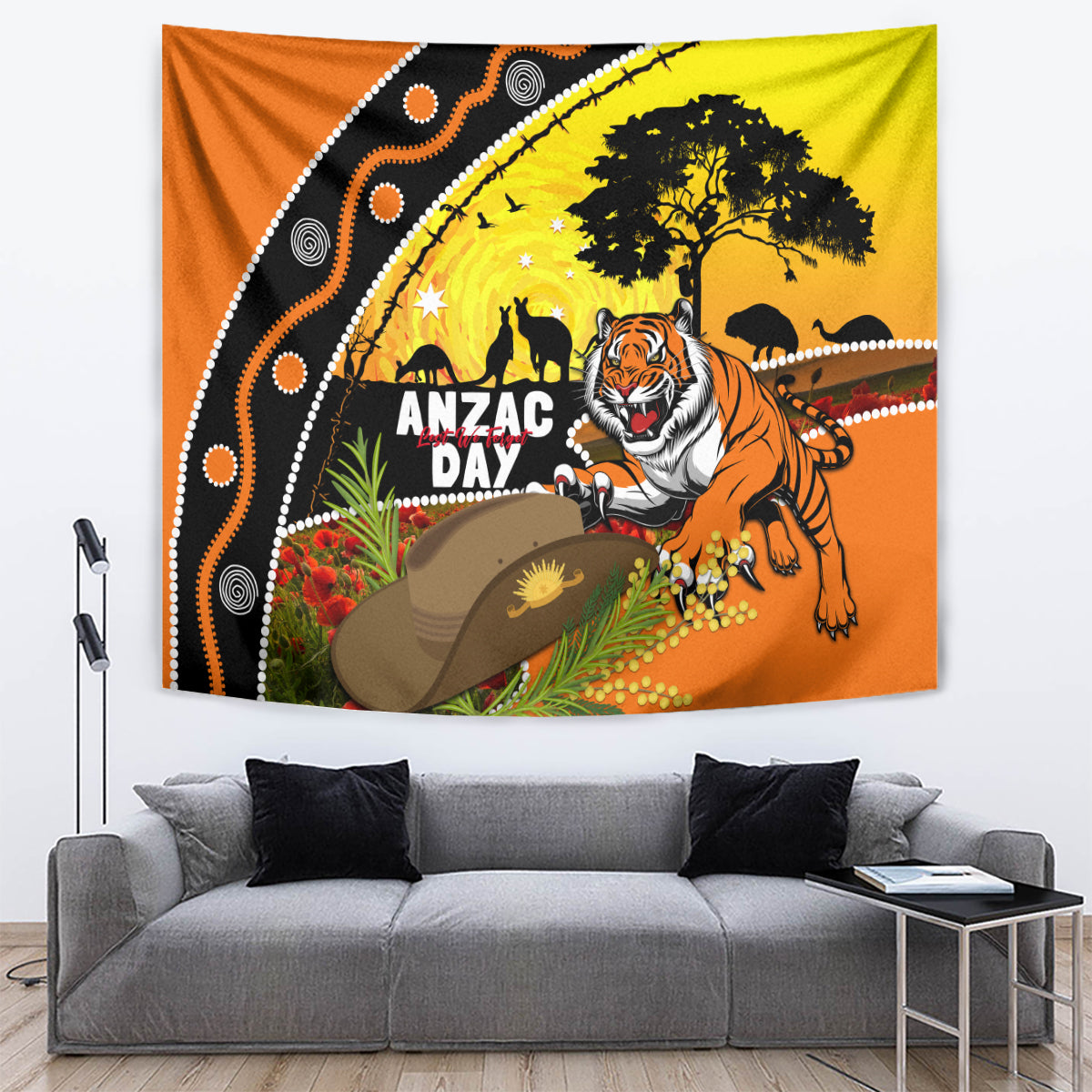 Tigers Rugby ANZAC Day Tapestry Wests Mascot Rosemary Starry Night - Vibe Hoodie Shop