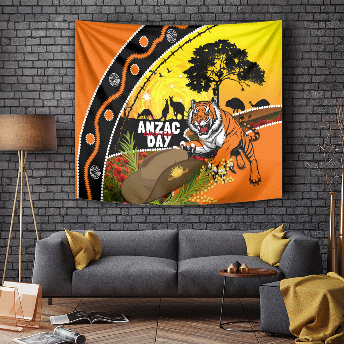 Tigers Rugby ANZAC Day Tapestry Wests Mascot Rosemary Starry Night - Vibe Hoodie Shop