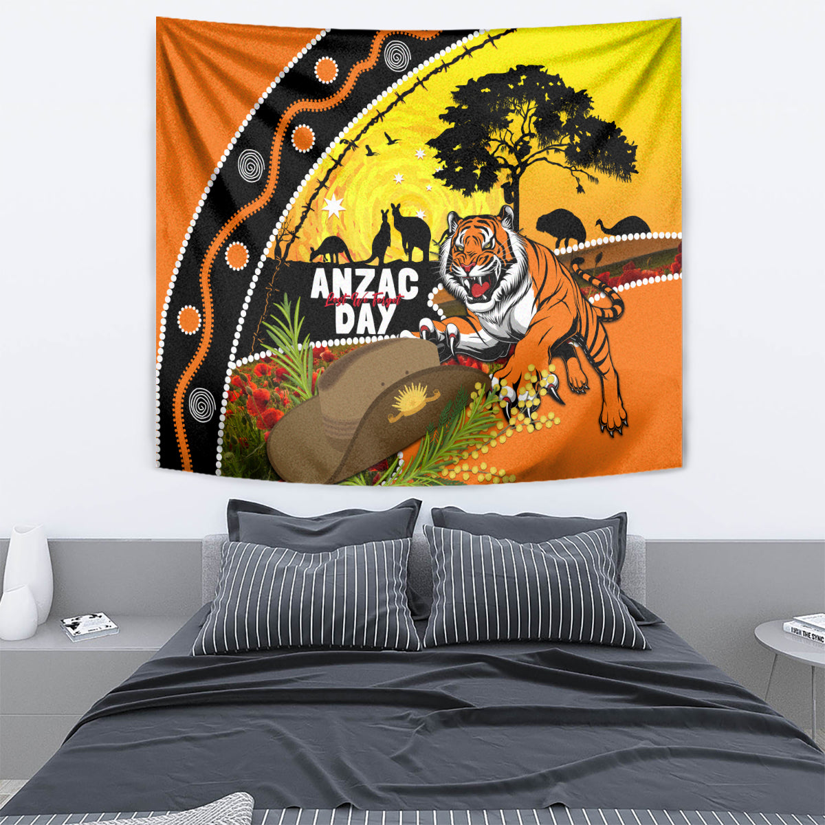 Tigers Rugby ANZAC Day Tapestry Wests Mascot Rosemary Starry Night - Vibe Hoodie Shop