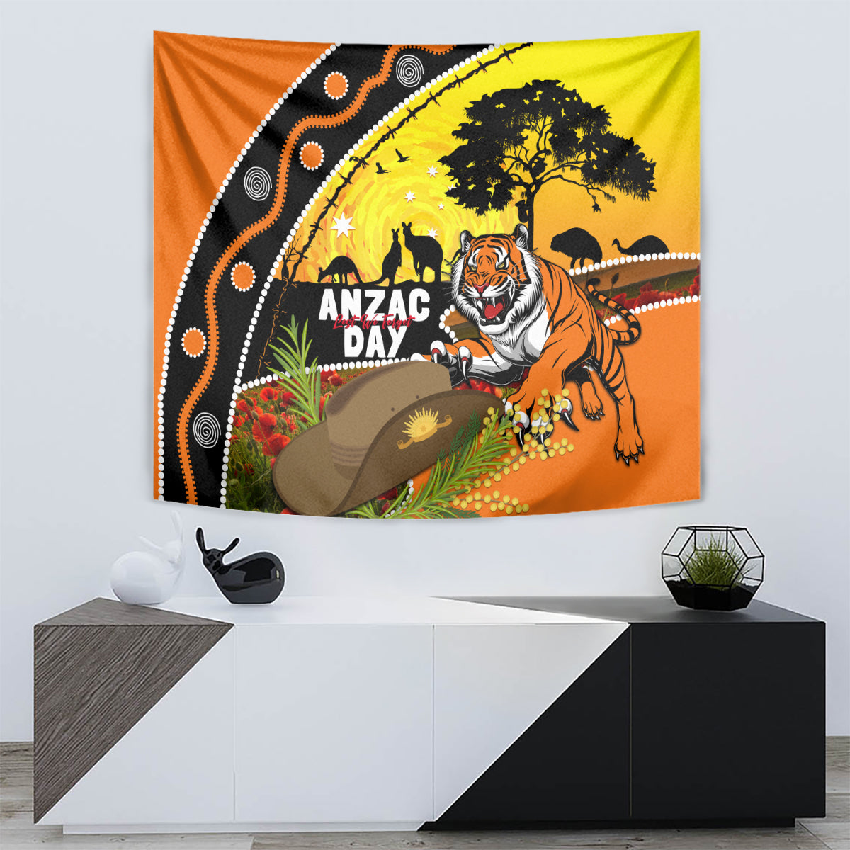 Tigers Rugby ANZAC Day Tapestry Wests Mascot Rosemary Starry Night - Vibe Hoodie Shop