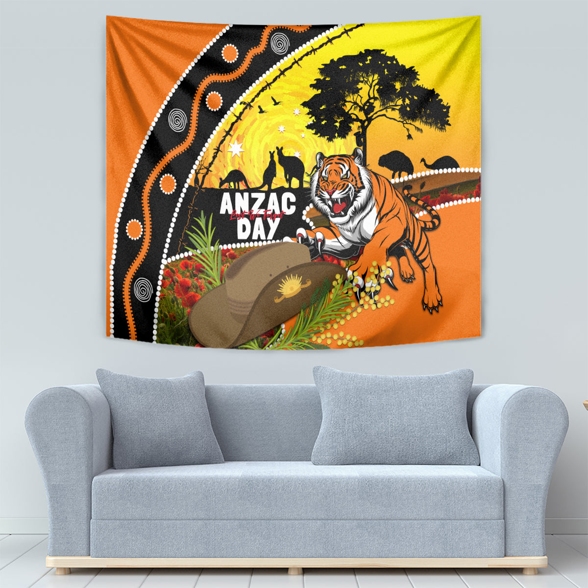 Tigers Rugby ANZAC Day Tapestry Wests Mascot Rosemary Starry Night - Vibe Hoodie Shop