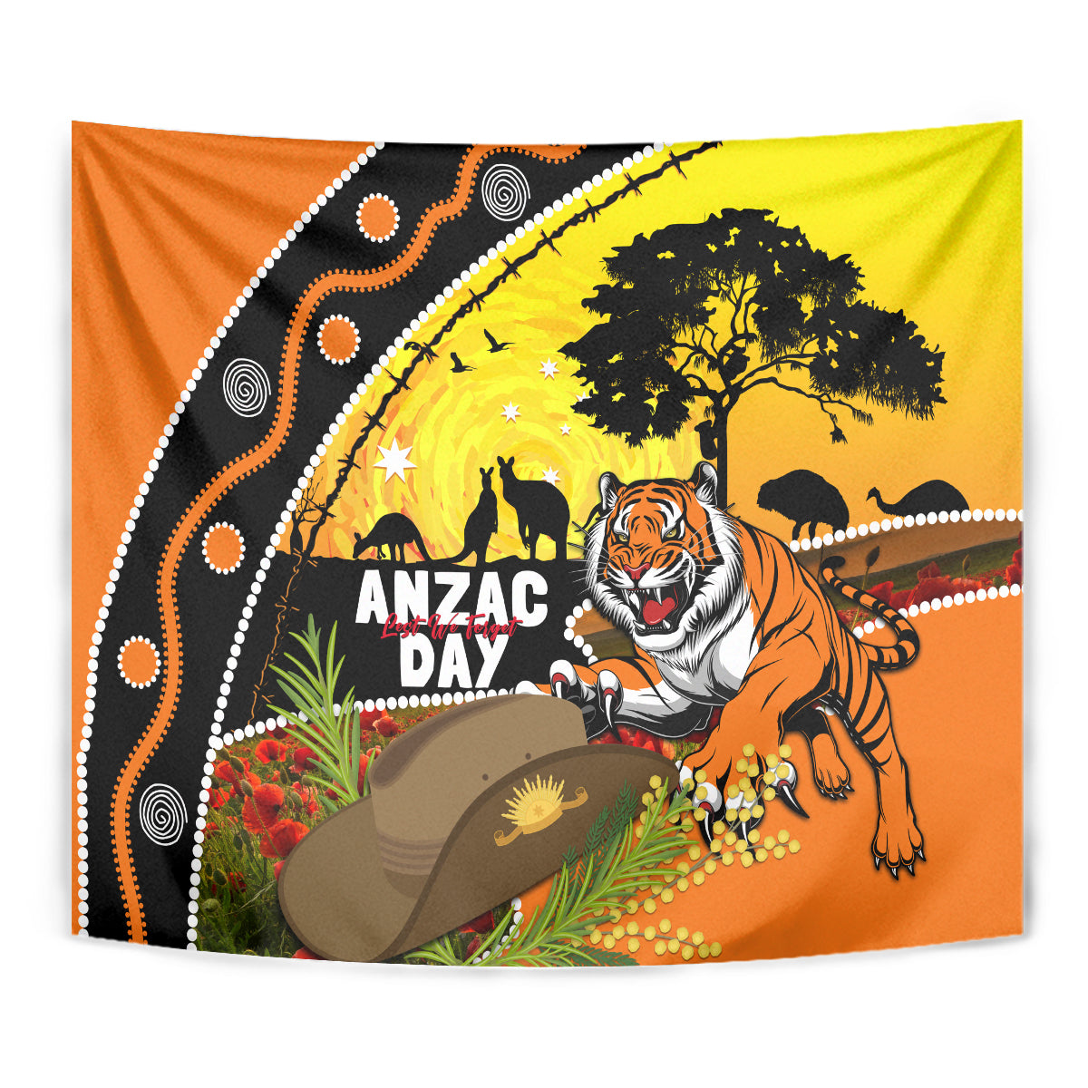 Tigers Rugby ANZAC Day Tapestry Wests Mascot Rosemary Starry Night - Vibe Hoodie Shop