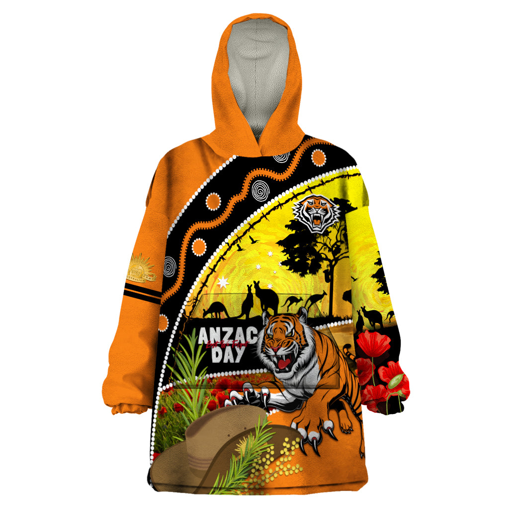 Tigers Rugby ANZAC Day Wearable Blanket Hoodie Wests Mascot Rosemary Starry Night - Vibe Hoodie Shop