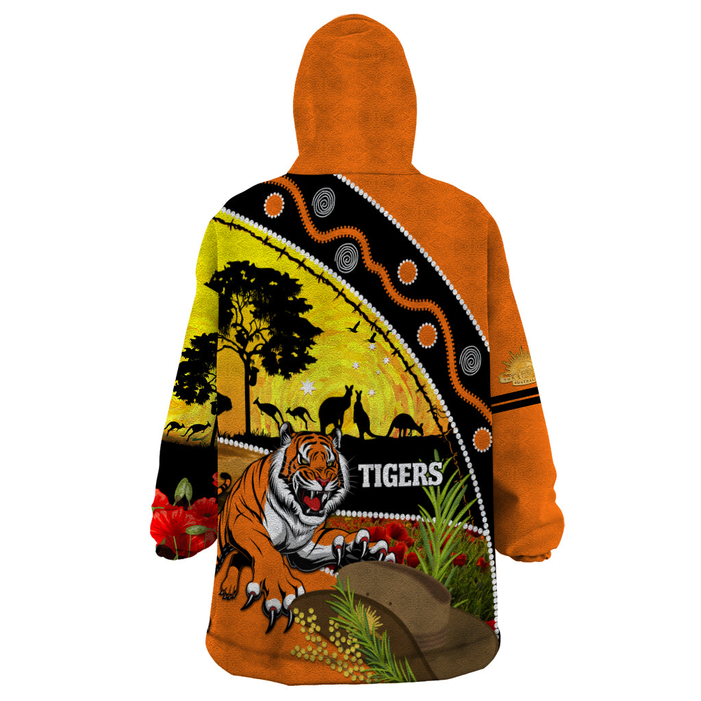 Tigers Rugby ANZAC Day Wearable Blanket Hoodie Wests Mascot Rosemary Starry Night - Vibe Hoodie Shop