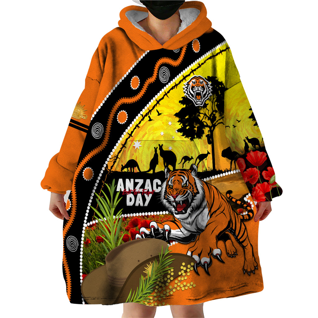 Tigers Rugby ANZAC Day Wearable Blanket Hoodie Wests Mascot Rosemary Starry Night - Vibe Hoodie Shop