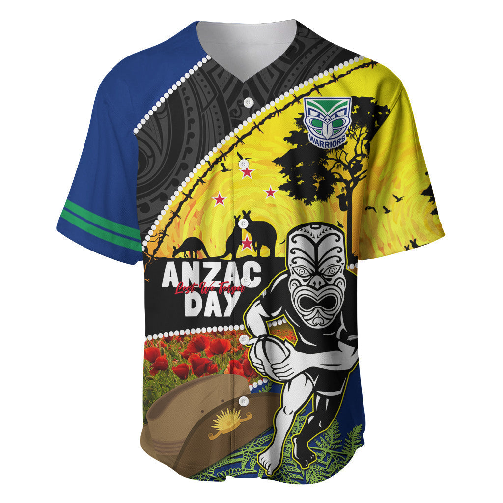 Warriors Rugby ANZAC Day Baseball Jersey New Zealand Wahs Tiki Mascot Rosemary Starry Night