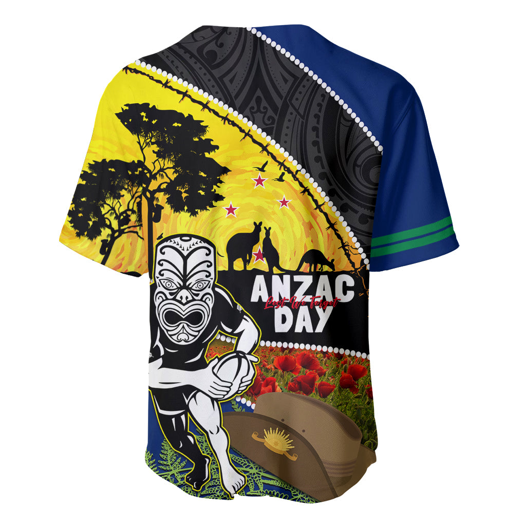 Warriors Rugby ANZAC Day Baseball Jersey New Zealand Wahs Tiki Mascot Rosemary Starry Night