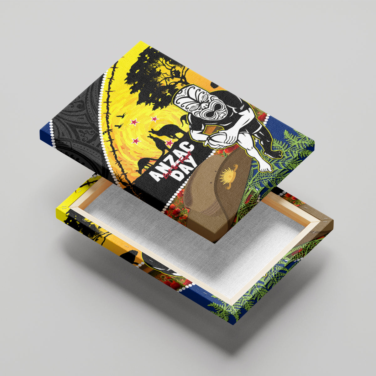 Warriors Rugby ANZAC Day Canvas Wall Art New Zealand Wahs Tiki Mascot Rosemary Starry Night