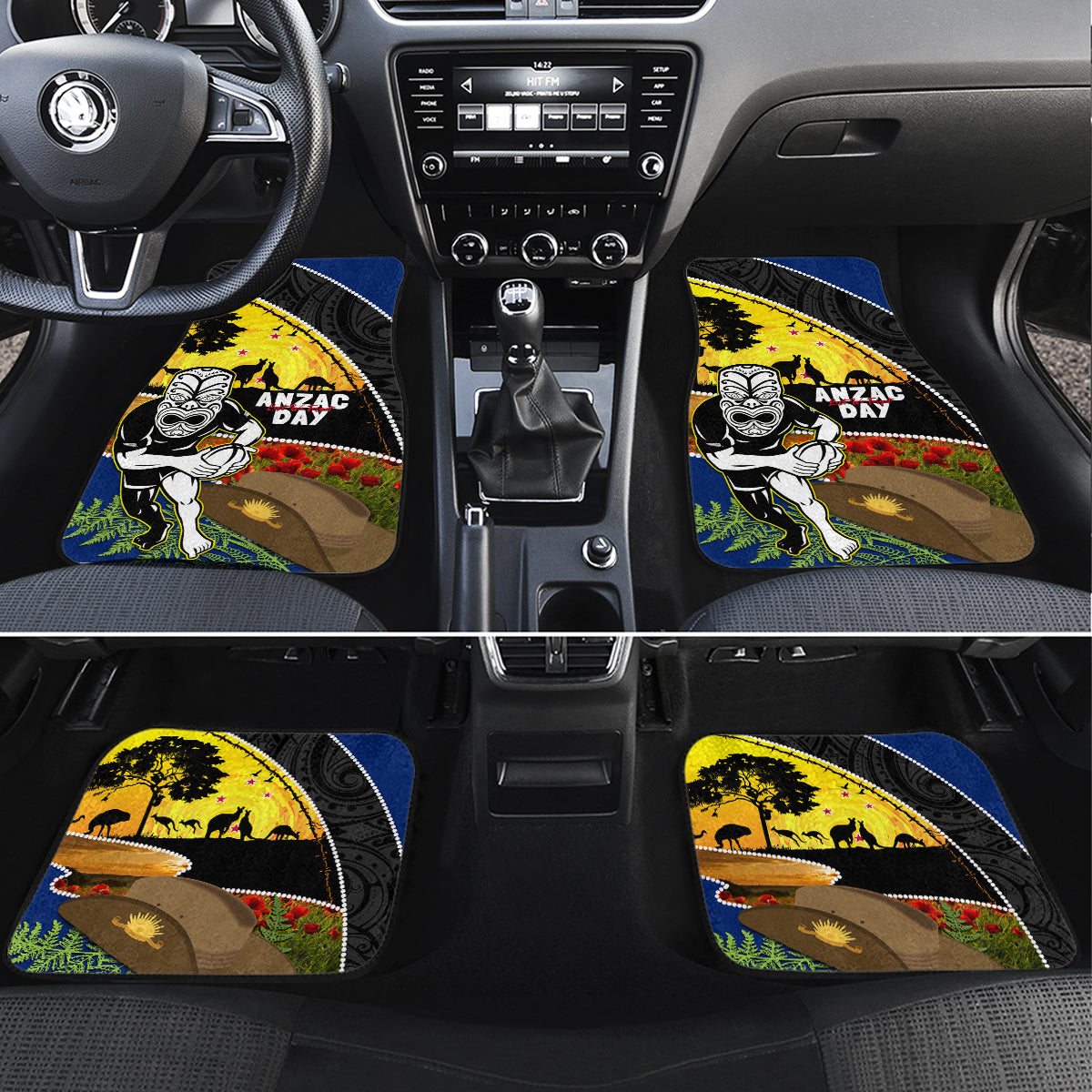 Warriors Rugby ANZAC Day Car Mats New Zealand Wahs Tiki Mascot Rosemary Starry Night