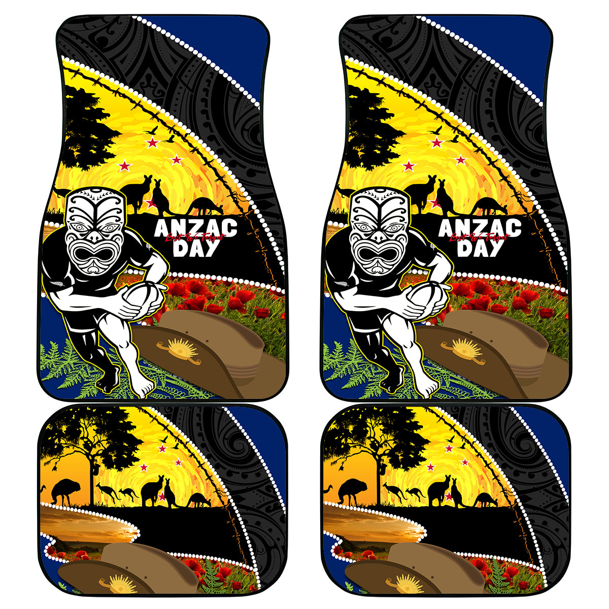 Warriors Rugby ANZAC Day Car Mats New Zealand Wahs Tiki Mascot Rosemary Starry Night