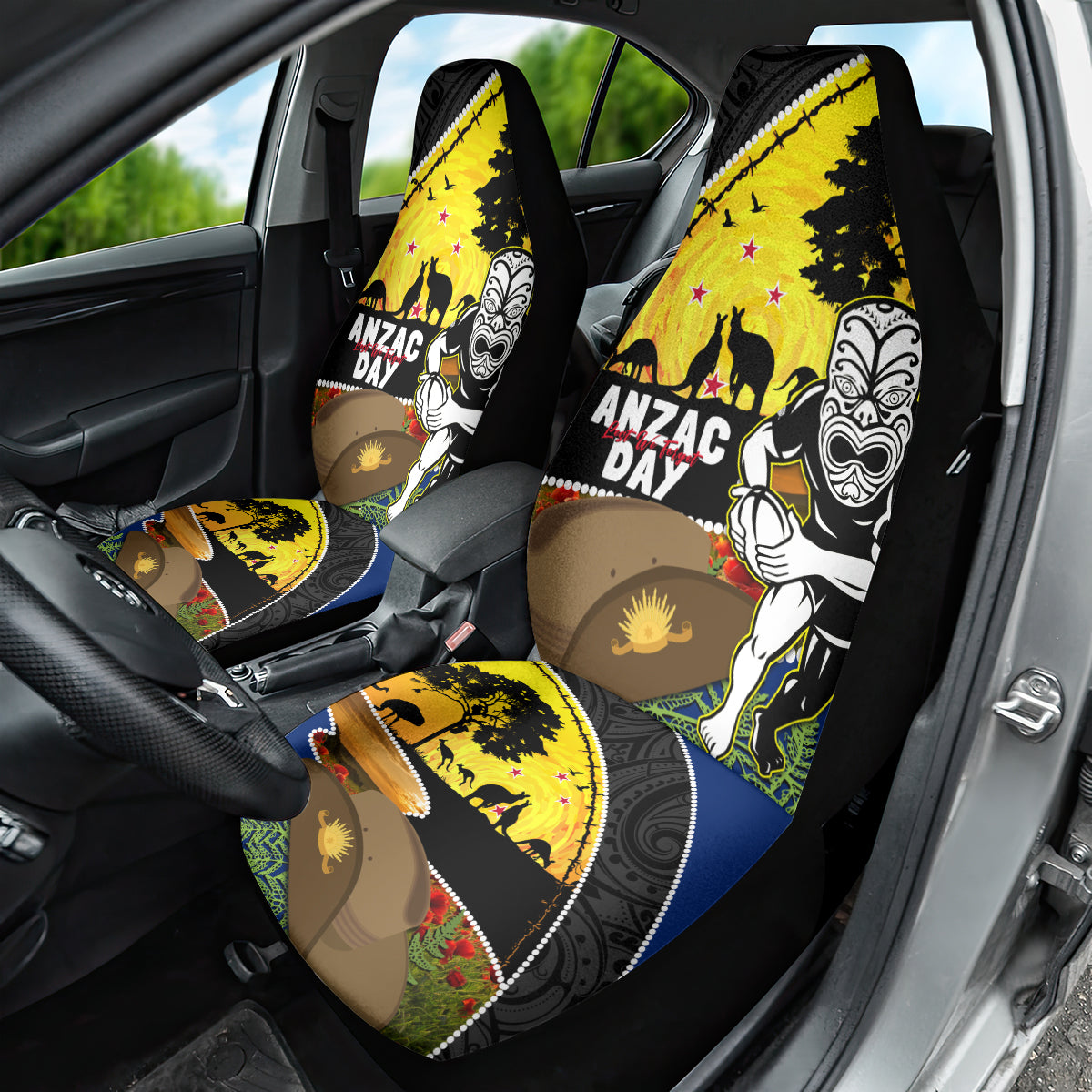 Warriors Rugby ANZAC Day Car Seat Cover New Zealand Wahs Tiki Mascot Rosemary Starry Night - Vibe Hoodie Shop