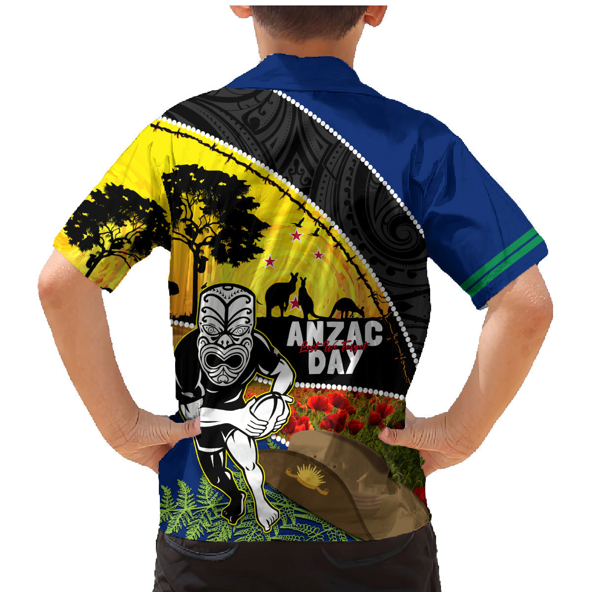 Warriors Rugby ANZAC Day Family Matching Mermaid Dress and Hawaiian Shirt New Zealand Wahs Tiki Mascot Rosemary Starry Night