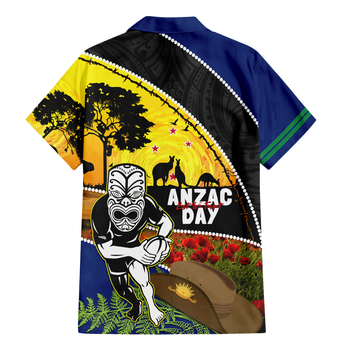 Warriors Rugby ANZAC Day Family Matching Mermaid Dress and Hawaiian Shirt New Zealand Wahs Tiki Mascot Rosemary Starry Night