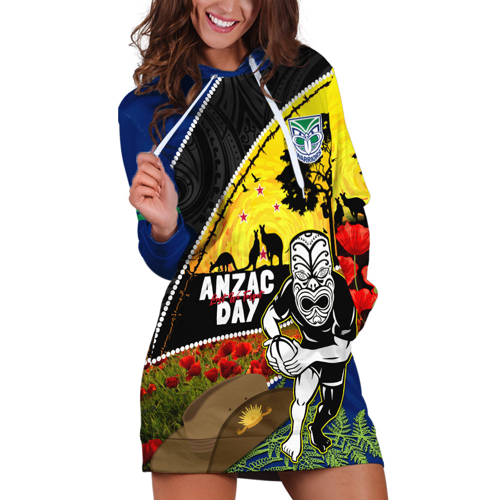 Warriors Rugby ANZAC Day Hoodie Dress New Zealand Wahs Tiki Mascot Rosemary Starry Night