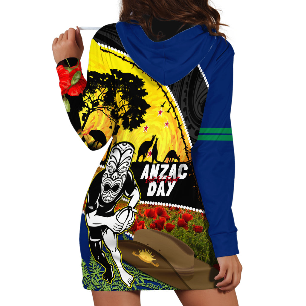 Warriors Rugby ANZAC Day Hoodie Dress New Zealand Wahs Tiki Mascot Rosemary Starry Night