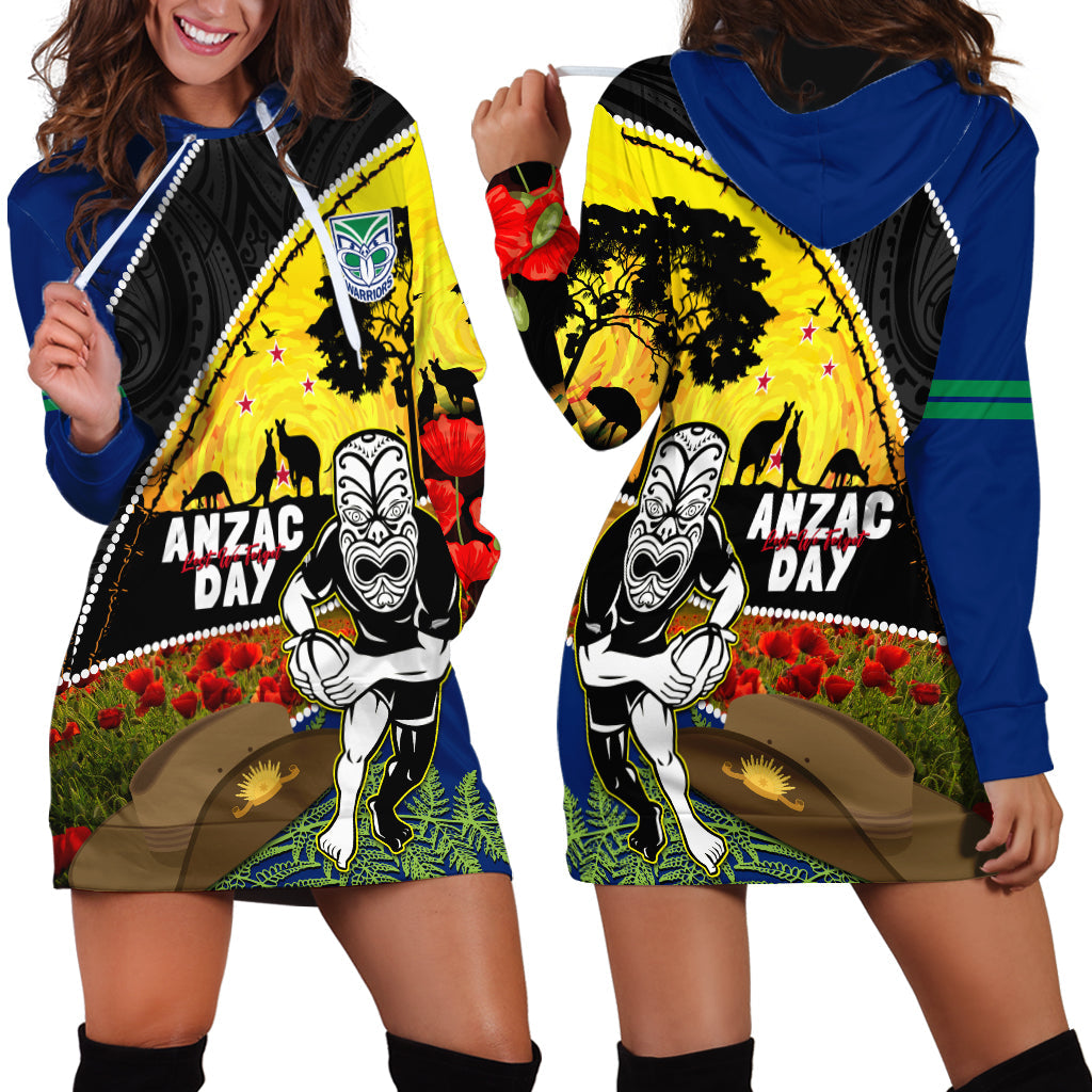Warriors Rugby ANZAC Day Hoodie Dress New Zealand Wahs Tiki Mascot Rosemary Starry Night