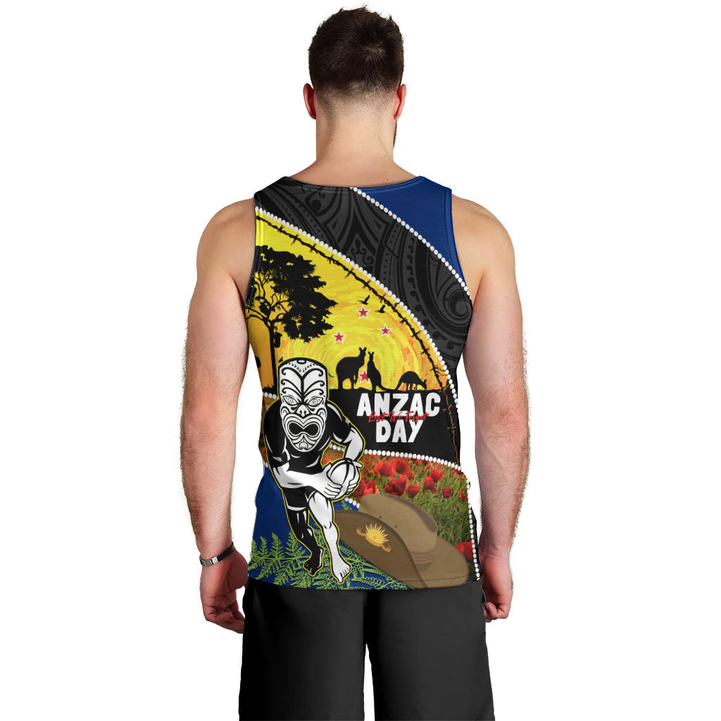 Warriors Rugby ANZAC Day Men Tank Top New Zealand Wahs Tiki Mascot Rosemary Starry Night