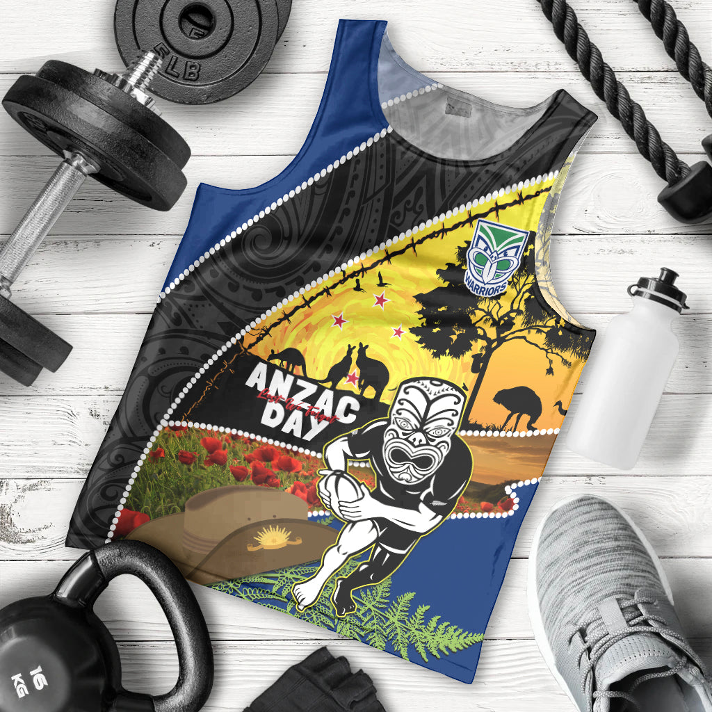 Warriors Rugby ANZAC Day Men Tank Top New Zealand Wahs Tiki Mascot Rosemary Starry Night