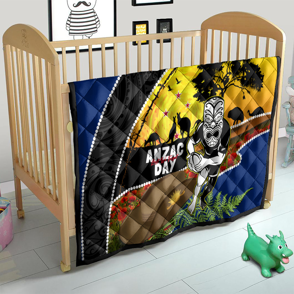 Warriors Rugby ANZAC Day Quilt New Zealand Wahs Tiki Mascot Rosemary Starry Night - Vibe Hoodie Shop