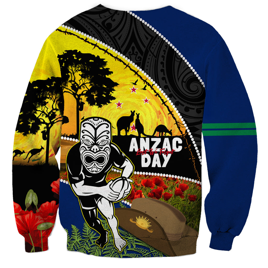 Warriors Rugby ANZAC Day Sweatshirt New Zealand Wahs Tiki Mascot Rosemary Starry Night