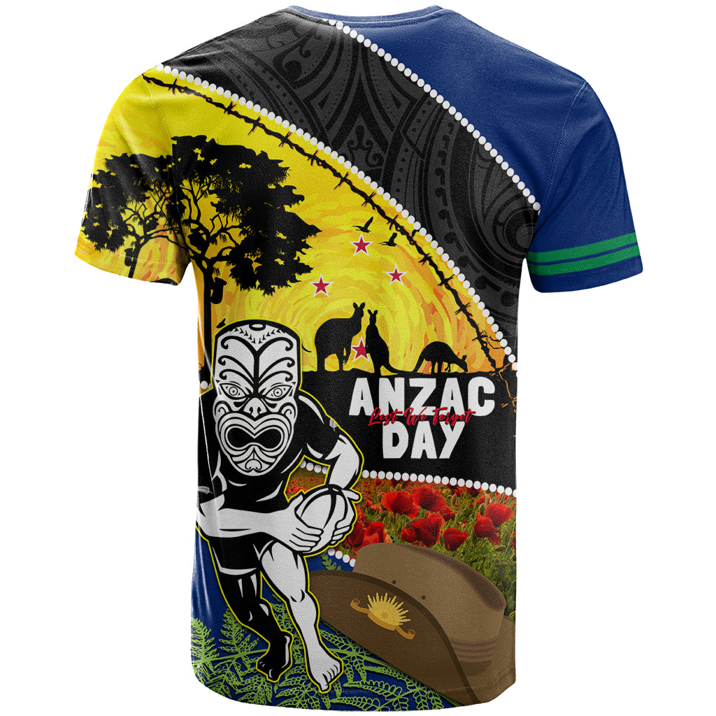 Warriors Rugby ANZAC Day T Shirt New Zealand Wahs Tiki Mascot Rosemary Starry Night